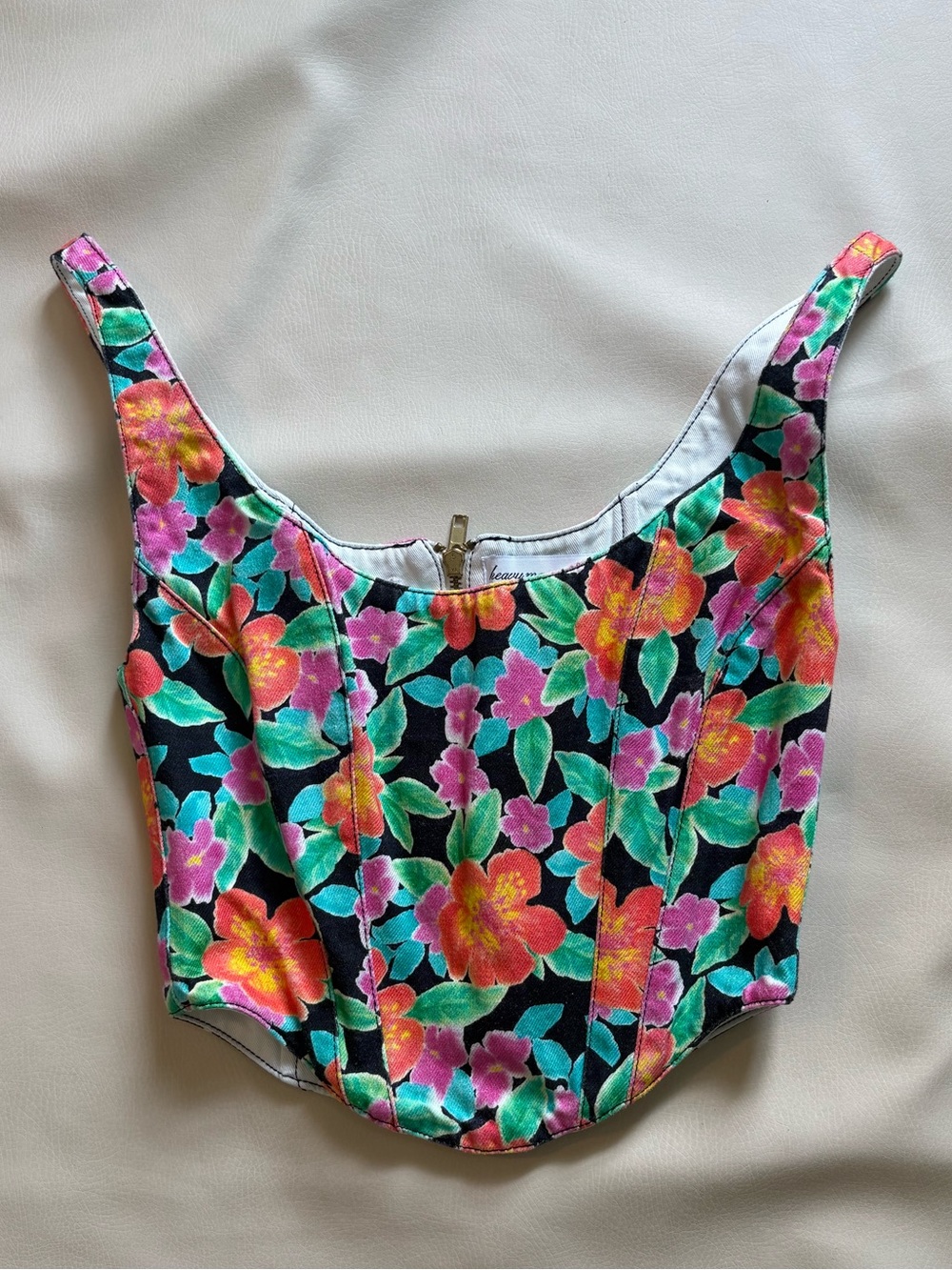 Vintage Heavy Manners Black Floral Crop Bustier Corset